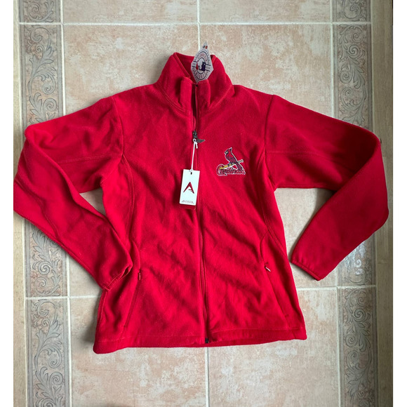 Antigua Ice Red fleece Jacket front zipper Cardinals MLB women size S - Picture 1 of 7